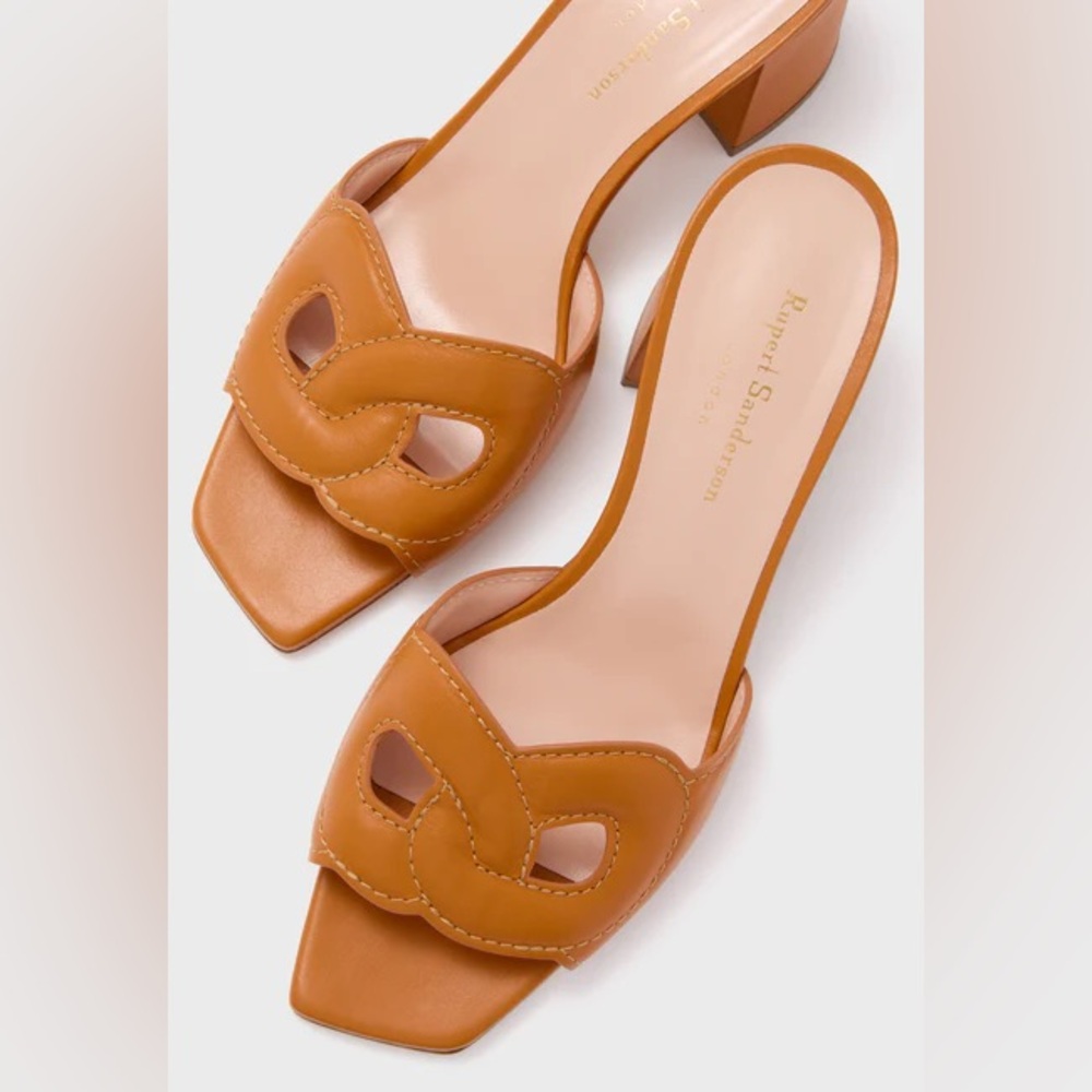 Rupert Sanderson Laguna Gioia Leather Calf Mule Orange Size 39 New in Box